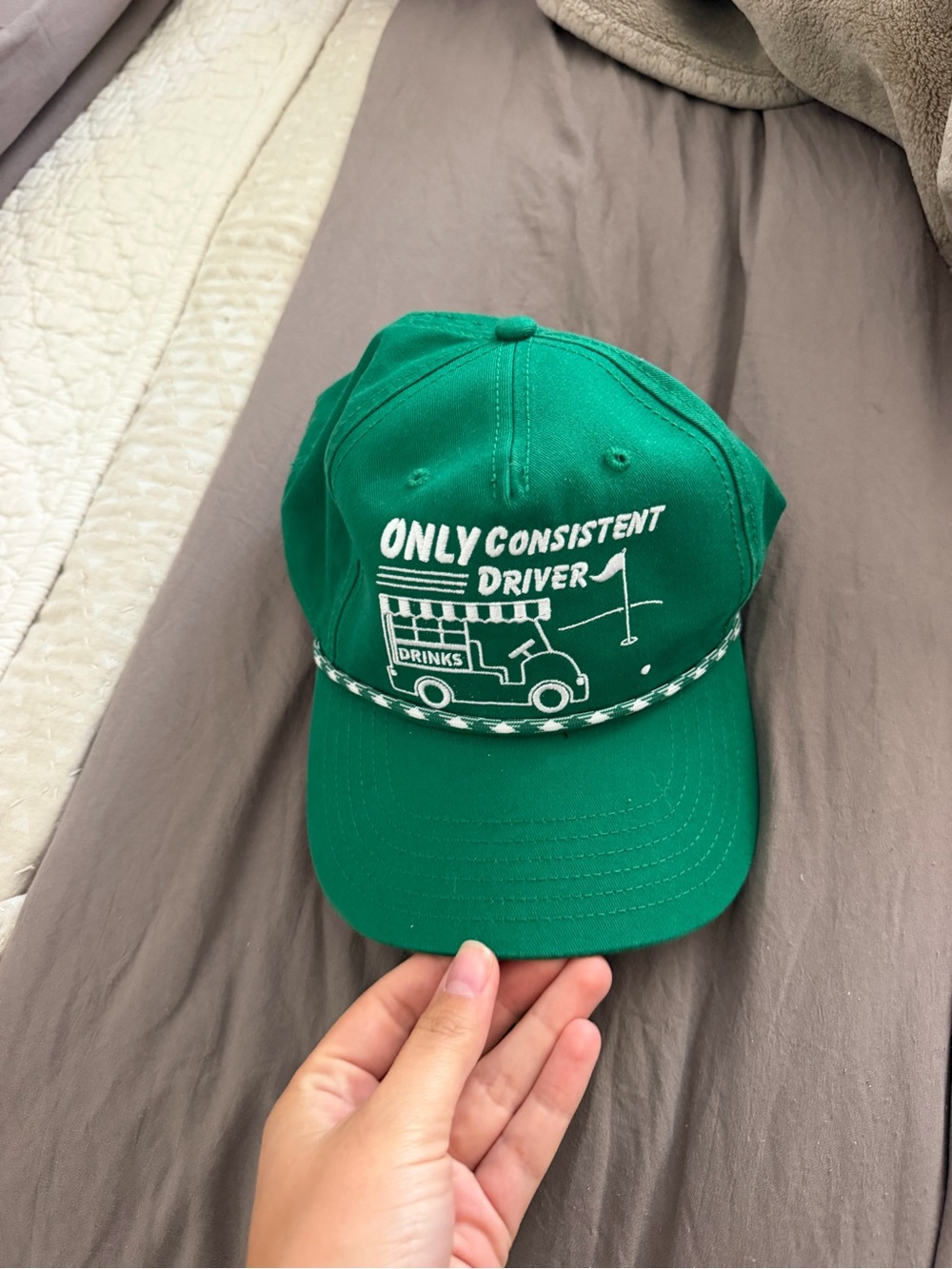 Mighty Fine Green 'Only Consistent Driver' Rope-Trim Cap